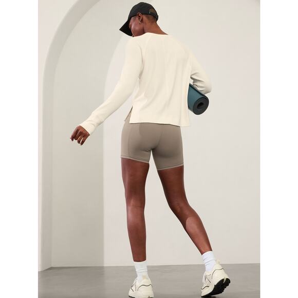 ATHLETA 2024 Coaster Luxe Rib High Hip Sweatshirt Magnolia White Sz L P {F9} - Picture 3 of 8